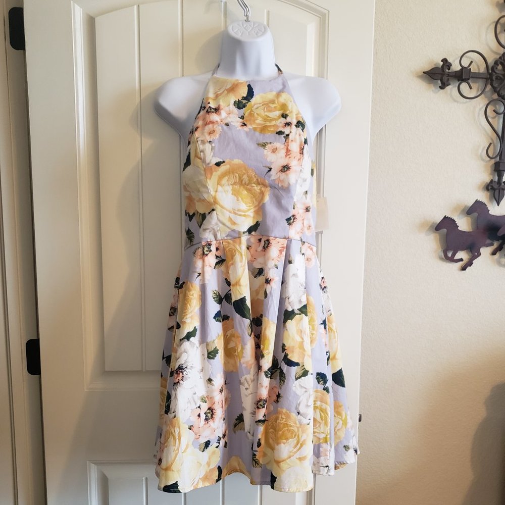 Xtraordinary Floral Midi Dress with Open Back NWT